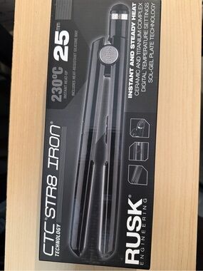 RUSK CTC STR8 25mm Black Hair Straightener - Instant Heat 230°C